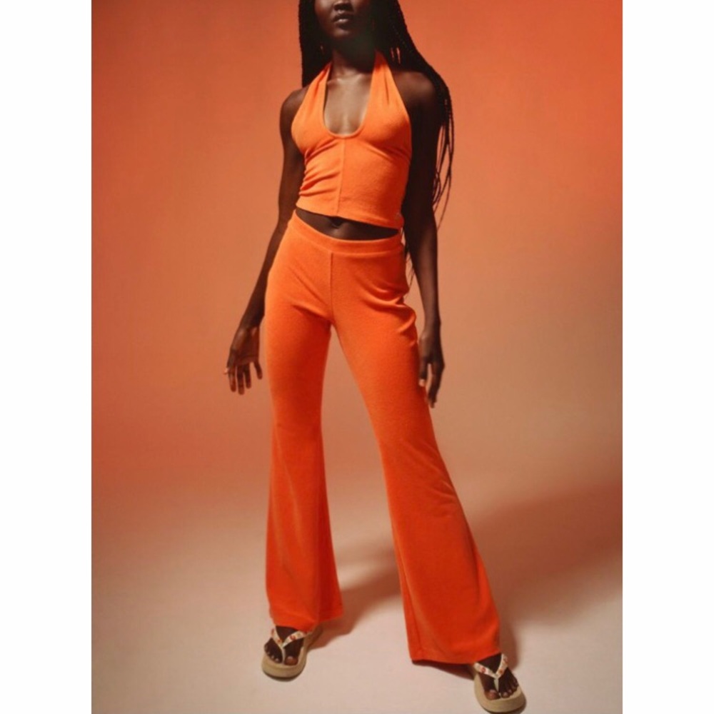 Women's Orange Flared Lounge Pants